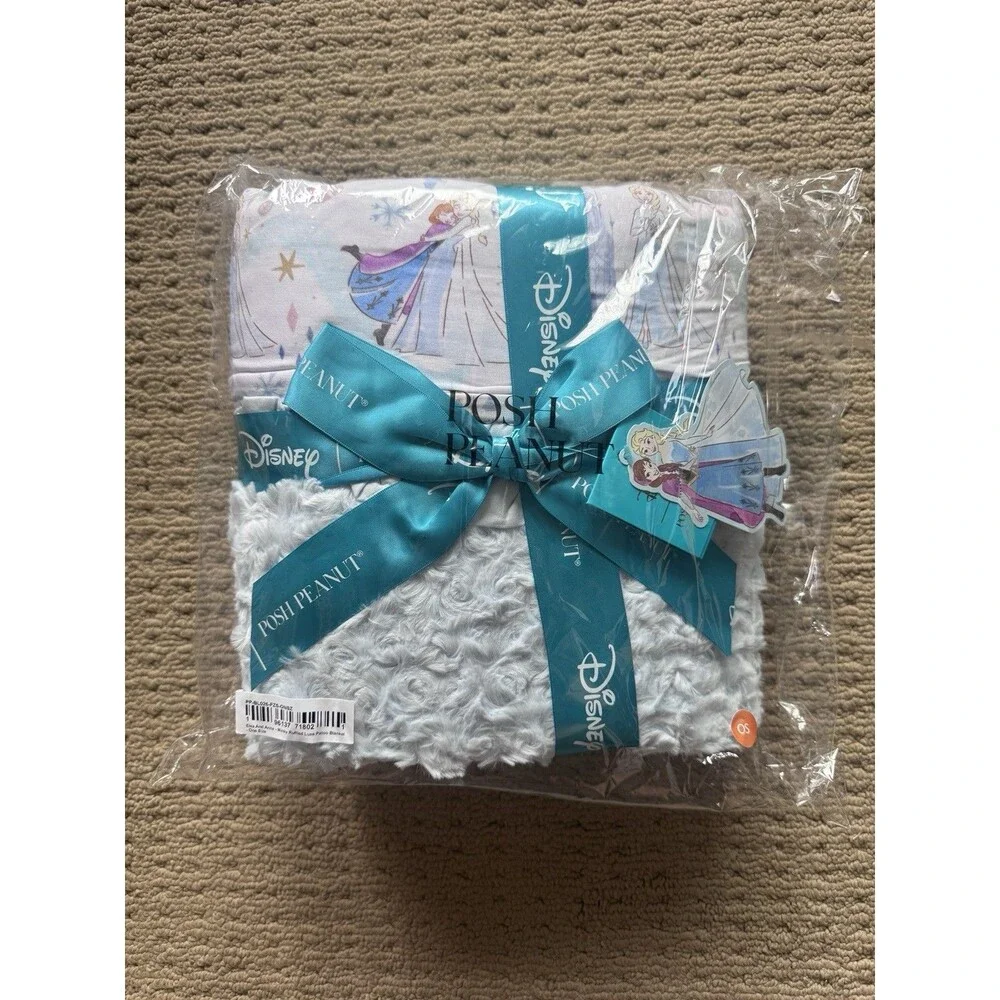 Posh Peanut X Disney Frozen Elsa & Anna Minky Ruffled Luxe Patoo Blanket NEW